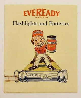 Vintage Advertising Brochure & Print Ad / Eveready Flashlights & Batteries 1929