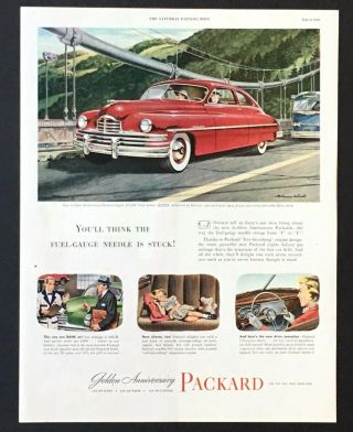 1949 Packard Eight Advertisement Gold Anniversary Red Car Vintage Print Ad