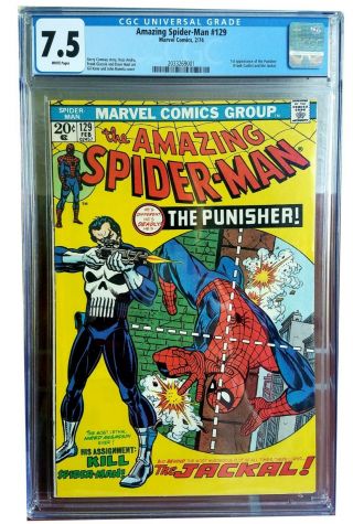 Spiderman 129 (1974) Cgc 7.  5 White Pages 1st Punisher 1st Jackal
