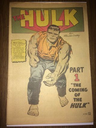 Incredible Hulk (1st Series) 1 1962 Coverless/ Otherwise Complete Intact Cgc.  3
