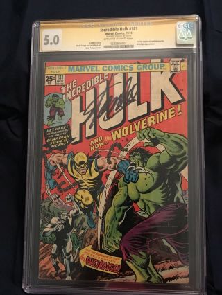 The Incredible Hulk 181 Cgc Ss 5.  0 Signed Stan Lee (nov 1974,  Marvel)