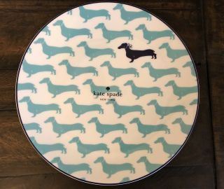Kate Spade Lenox Wickford Dachshund Turquoise 9 In Salad Plate Rare