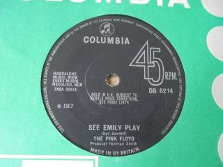 The Pink Floyd - See Emily Play 1967 Uk 45 Columbia Psych