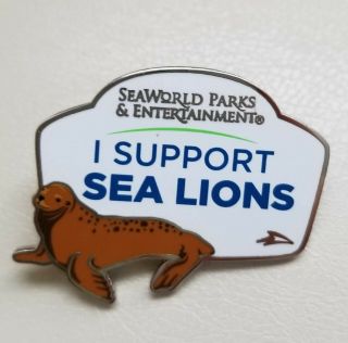 Seaworld Pin I Support Sea Lions Ambassador Chaser Rare Sea World Htf