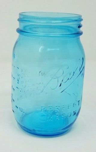 Vintage - Inspired Blue 100th Anniversary Ball Pint Mason Jar 1913 - 1915