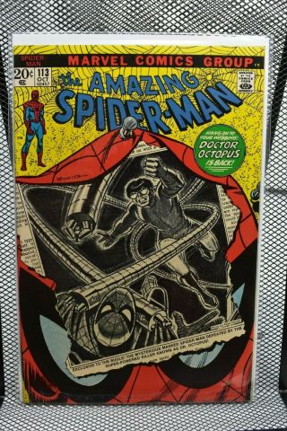 Spider - Man 113 Marvel Comic 1972 Stan Lee 1st Appearance Hammerhead 6.  0