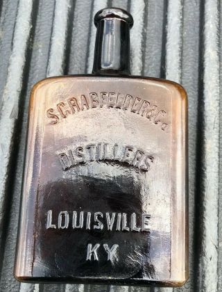 S.  Grabfelder & Co.  Distillers Louisville,  Ky Vintage Amber Glass Whiskey Bottle