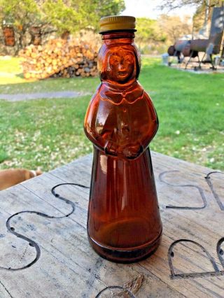 Vintage Aunt Jemima Brown Syrup Bottle Mrs Butterworth Pancke W/lid (8.  25 