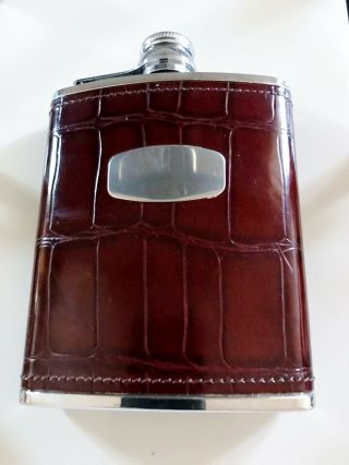 Flask Made In Great Britain Leather Stainless Steel 6 Oz.