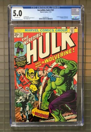 Incredible Hulk 181 Marvel Comics 1974 Cgc 5.  0 1st Full Appearance Of Wolverine