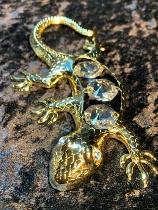 Swarovski Crystal Gecko Maget Interchangable Suncatcher 24k Gold Plated