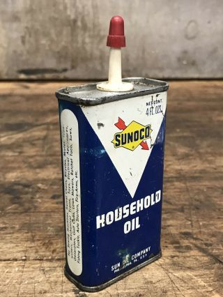 Vintage SUNOCO Household Oil Handy Oiler Empty 4 Oz Can Gas Pump Graphic 5