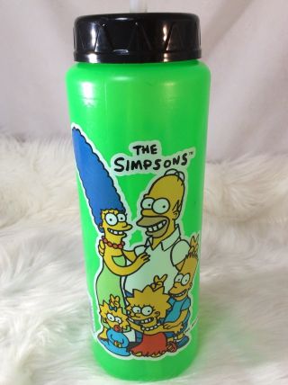Vintage 1990 The Simpsons Cartoon Green Rare Collectible Water Bottle