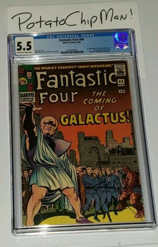 Fantastic Four 48 Cgc 5.  5 Ow/w Pages 1st App Silver Surfer & Galactus Key Ff Hot