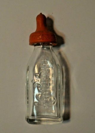 Vintage Sun Babe Glass Toy Doll Baby Bottle With Embossed Dog Sunruco 2