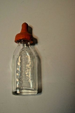 Vintage Sun Babe Glass Toy Doll Baby Bottle With Embossed Dog Sunruco 3