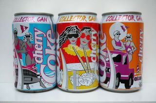 Coca Cola Cherry Coke Cans The Netherlands; 2nd Pop Art 3 Can Set