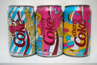 Coca Cola Cherry Coke Cans The Netherlands; 1st Pop Art 3 Can Set