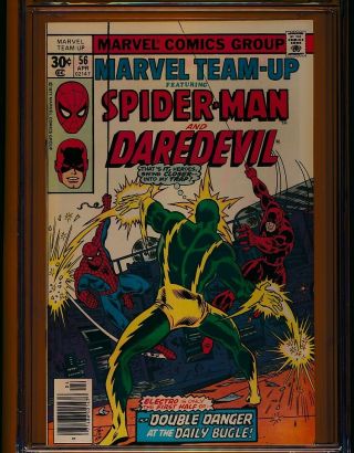 Cgc Marvel Team - Up 56 Daredevil Nm,  9.  6 Ow Pages
