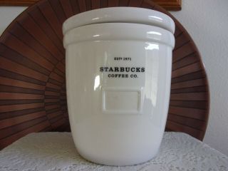 Starbucks Barista Coffee Canister Jar 2002 Abbey White Ceramic 64 Oz 1 Lb