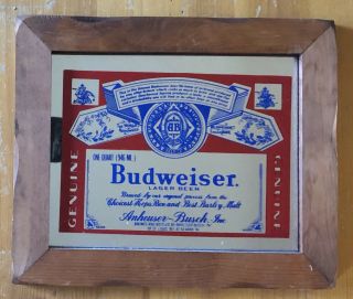 Budweiser Beer Mirror Carnival Prize 1980s Vintage Sign Bar Pub