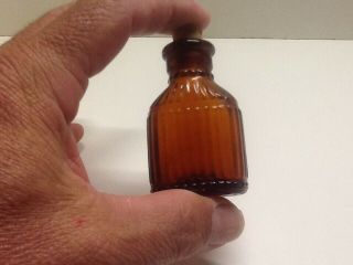 Small Antique Amber Ridge Poison Bottle. 2