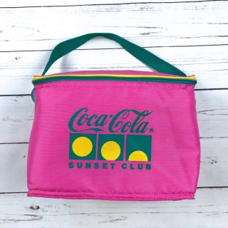 Vtg 90s Coca Cola Sunset Club Retro Neon Colorblock Lunchbox Cooler