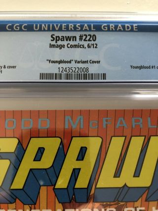 Spawn 220 Youngblood Variant Cover CGC 9.  8 6