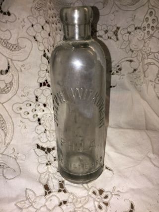 Old Hutch Hutchinson Soda Bottle – Joseph Witkowski Phila.  Registered