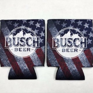 2 Busch Beer Can Cooler Coozie Koozie Usa Flag Gift Qty 2