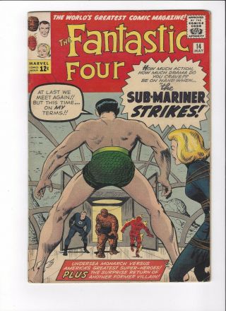 Fantastic Four 14 Marvel 1963 Sub - Mariner,  2nd Appearance Puppet Master