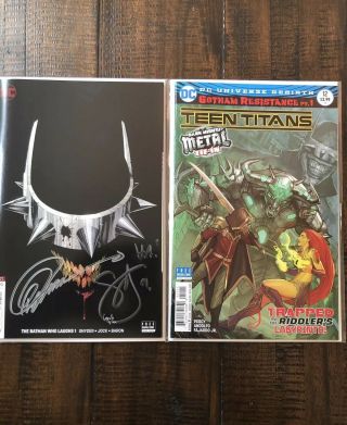 The Batman Who Laughs 1 Signed Capullo Snyder / Teen Titans 12 First Appearance