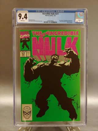 Incredible Hulk 377 3rd Print CGC 9.  4 And First Print CGC 9.  4 Both White Pages 3