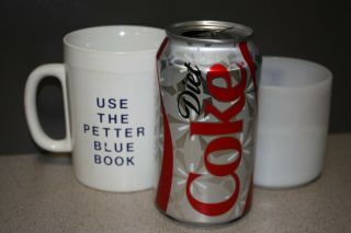 THE PETTER BLUE BOOK - 2 Advertising Coffee Cups - THERMO - SERV & MILK GLASS 3