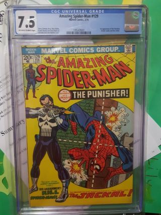 Spider - Man 129 Cgc 7.  5 Marvel 1974 1st Punisher & Jackal Not Cbcs Pgx