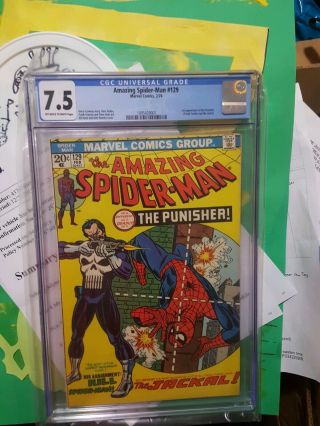 Spider - Man 129 CGC 7.  5 Marvel 1974 1st Punisher & Jackal Not CBCS PGX 2