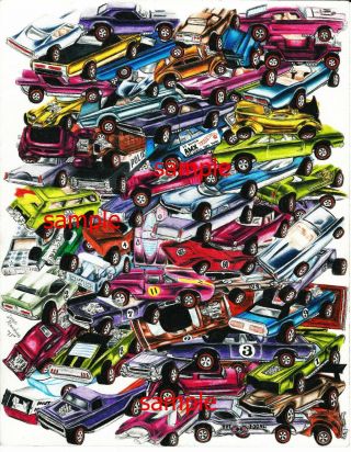 Mattel Hot Wheels Redlines Pile Of Cars Matte Finish Poster Print From Artist