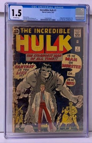 Incredible Hulk 1 Cgc 1.  5 1st Appearance Of Hulk (bruce Banner) Key Issue L@@k