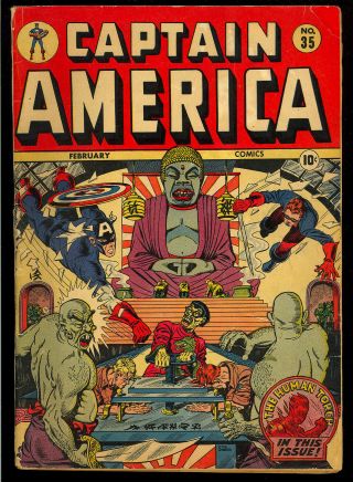 Captain America Comics 35 (light Restoration) Wwii Timely 1944 App.  Vg,