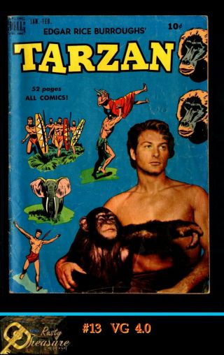 Tarzan 13 Dell Comics Vg 4.  0 Golden Age Key Issue Edgar Rice Burroughs (1950)