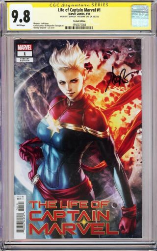 Life Of Captain Marvel 1 Variant Cgc 9.  8 Ss Signed Stanley " Artgerm " Lau