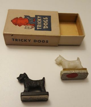 Vintage Old Tricky Magnetic Black & White Scotty Dogs - Magnet Magic