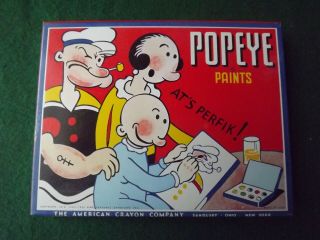 Vintage Popeye Water Color Paint Set Character Premium