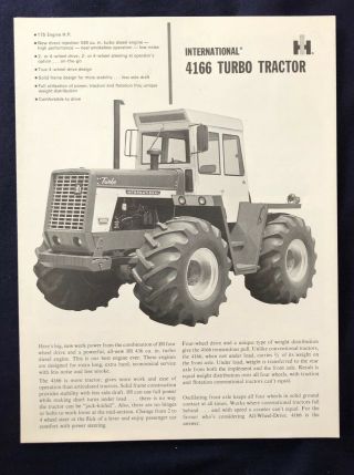 1972 - 76 International Harvester 4166 Turbo Tractor 6 Page Fold Out Brochure