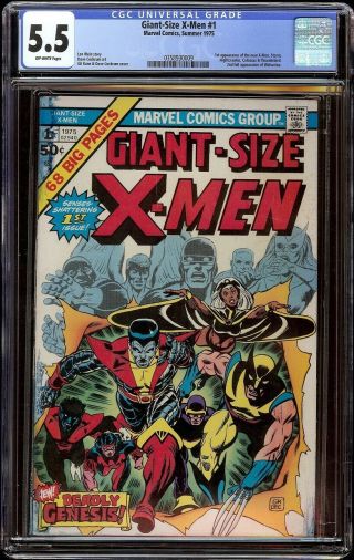 Giant Size X - Men 1 Cgc 5.  5 Off - White (marvel 1975) 1st Storm And Colussus