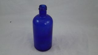 Antique Cobalt Blue Larvex Embossed 7 1/2 " Tall Poison Bottle