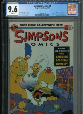 Simpsons Comics 1 Pull - Out Poster Flip Book Cgc Near Plus 9.  6 White Pages
