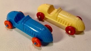 2 Vintage Colorful Hard Plastic Renwal Indy Toy Race Cars 61 1950s