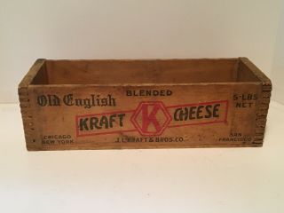Rare Vintage KRAFT Old English Cheese Wood Box - Finger Joint Corners 12 