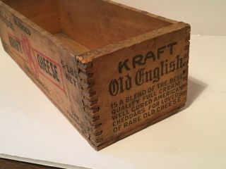 Rare Vintage KRAFT Old English Cheese Wood Box - Finger Joint Corners 12 